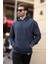 Lacivert Kapüşonlu Cep Detaylı Sweatshirt 7095 3