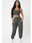 Kadın Antrasit Gri Kaşkorse Cepli Jogger Eşofman Altı ve Crop Top Bluz 5