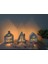 3'lü dekoratif beton mumluk seti, beyaz, ev şekli, tealight mumlar dahil 3