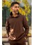 Erkek Kapşonlu Unisex Kahverengi Sweatshirt Hoodie Oversize 1