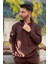 Erkek Kapşonlu Unisex Kahverengi Sweatshirt Hoodie Oversize 2