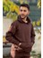 Erkek Kapşonlu Unisex Kahverengi Sweatshirt Hoodie Oversize 3