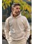 Erkek Kapşonlu Unisex Bej Sweatshirt Hoodie Oversize 2