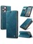 iPhone 16 Pro Max Için Retro Pu Deri Cüzdan Flip Standlı Telefon Kılıfı - Mavi (Yurt Dışından) 1