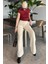 Bej Beli Ayarlanabilir Geniş Paça Pantolon MG2089 2