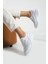 Beyaz Anatomik Esnek Taban Slip-On Spor Ayakkabı Günlük Sneaker 5