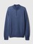 Erkek Mavi Çeyrek Fermuarlı Pullover Kazak 2