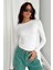 Beyaz Bisiklet Yaka Basic Uzun Kollu Body 1
