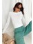 Beyaz Bisiklet Yaka Basic Uzun Kollu Body 4