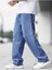 Erkek Asit Mavi Denim Jeans Kot Baggy Pantolon 2