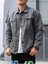Erkek Gri Slim Fit Kot Ceket 4