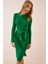 Bisiklet Yaka Likralı Triko Elbise Yeşil 1