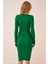 Bisiklet Yaka Likralı Triko Elbise Yeşil 3