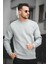 Trc 2737 Üç İplik Şardonlu Kabartma Baskılı Bisiklet Yaka Erkek Sweatshirt 2