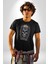 Kask Miğfer Iskelet Asker Kadın Erkek Unisex Siyah Organik Baskılı T-Shirt Penye Yüksek Kalite 5