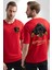 Rottweiler Sevgisi Kırmızı Oversize Kadın Erkek Ön ve Sırt Baskılı Tişört 1