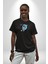Astronot Uzayda Sıkılmış Siyah Oversize Kadın Erkek Ön Orta Minimal Baskılı T-Shirt 4