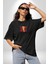Bunu Alabilirsin Çantadan Çıkan Ayı Siyah Oversize Kadın Erkek Ön Orta Minimal Baskılı T-Shirt 3