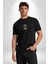 Kurukafa Mantar Ev Siyah Oversize Kadın Erkek Ön Orta Minimal Baskılı T-Shirt 3