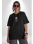 Yeni Yıl Noel Rottweiler Siyah Oversize Kadın Erkek Ön Orta Minimal Baskılı T-Shirt 4