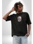 Beyaz Kaplan Ailesi Renkli Tüyler Siyah Oversize Kadın Erkek Ön Orta Minimal Baskılı T-Shirt 4