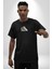 Türk Kahvesi Kedi Siyah Oversize Kadın Erkek Ön Orta Minimal Baskılı T-Shirt 2
