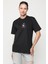Renkli Noel Baba Yeni Nesil Gözlüklü Siyah Oversize Kadın Erkek Ön Orta Minimal Baskılı T-Shirt 1
