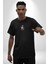 Renkli Noel Baba Yeni Nesil Gözlüklü Siyah Oversize Kadın Erkek Ön Orta Minimal Baskılı T-Shirt 3