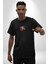 Japon Sokak Yarış Kralı Siyah Oversize Kadın Erkek Ön Orta Minimal Baskılı T-Shirt 2