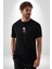 Müzik Kulaklık Takan Kurukafa Kırmızı Gül Siyah Oversize Kadın Erkek Ön Orta Minimal Baskılı T-Shirt 1