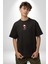Müzik Kulaklık Takan Kurukafa Kırmızı Gül Siyah Oversize Kadın Erkek Ön Orta Minimal Baskılı T-Shirt 2