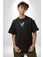 Sinek Kuşu Renkli Siyah Oversize Kadın Erkek Ön Orta Minimal Baskılı T-Shirt 5