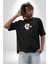 Atatürk Türk Bayrağı Sonsuzluk Siyah Oversize Kadın Erkek Ön Orta Minimal Baskılı T-Shirt 3