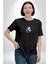 Robot Cyborg Köpek Doberman Siyah Oversize Kadın Erkek Ön Orta Minimal Baskılı T-Shirt 4