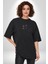Kara Kartal Sulu Boya Siyah Oversize Kadın Erkek Ön Orta Minimal Baskılı T-Shirt 2