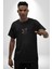 Kara Kartal Sulu Boya Siyah Oversize Kadın Erkek Ön Orta Minimal Baskılı T-Shirt 3