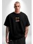 Dışarı Çık ve Oynayalım Teddy Siyah Oversize Kadın Erkek Ön Orta Minimal Baskılı T-Shirt 1