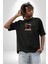 Dışarı Çık ve Oynayalım Teddy Siyah Oversize Kadın Erkek Ön Orta Minimal Baskılı T-Shirt 2