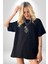 Asker Goril Komutan Siyah Oversize Kadın Erkek Ön Orta Minimal Baskılı T-Shirt 5