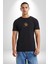 Maymun Altın Kulaklık Müzik Siyah Oversize Kadın Erkek Ön Orta Minimal Baskılı T-Shirt 4