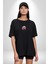 Oyun Kumandası Insanı Ele Geçirişi Siyah Oversize Kadın Erkek Ön Orta Minimal Baskılı T-Shirt 1
