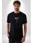 Uçan Hayaller Gökyüzünde Melek Kanatları Siyah Oversize Kadın Erkek Ön Orta Minimal Baskılı T-Shirt 3