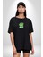 Bu Benim Sırrım Her Zaman Kızgınım Siyah Oversize Kadın Erkek Ön Orta Minimal Baskılı T-Shirt 3