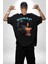 Tupac Müzik Pamuklu Kadın Erkek Oversize Sırt Dijital Baskılı Siyah T-Shirt 1