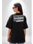 Yanlışsam Susarım, Haklıysam Lafı Sokarım Pamuklu Kadın Erkek Oversize Sırt Dijital Baskılı Siyah T-Shirt 5