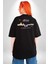 Istanbul Özel Tasarım Pamuklu Kadın Erkek Oversize Sırt Dijital Baskılı Siyah T-Shirt 3