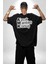 Azıcık Mantıklı Konuş Mesaj Pamuklu Kadın Erkek Oversize Sırt Dijital Baskılı Siyah T-Shirt 3