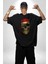 Karayip Korsan Kurukafa Pamuklu Kadın Erkek Oversize Sırt Dijital Baskılı Siyah T-Shirt 3