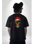 Karayip Korsan Kurukafa Pamuklu Kadın Erkek Oversize Sırt Dijital Baskılı Siyah T-Shirt 4