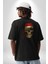Karayip Korsan Kurukafa Pamuklu Kadın Erkek Oversize Sırt Dijital Baskılı Siyah T-Shirt 5